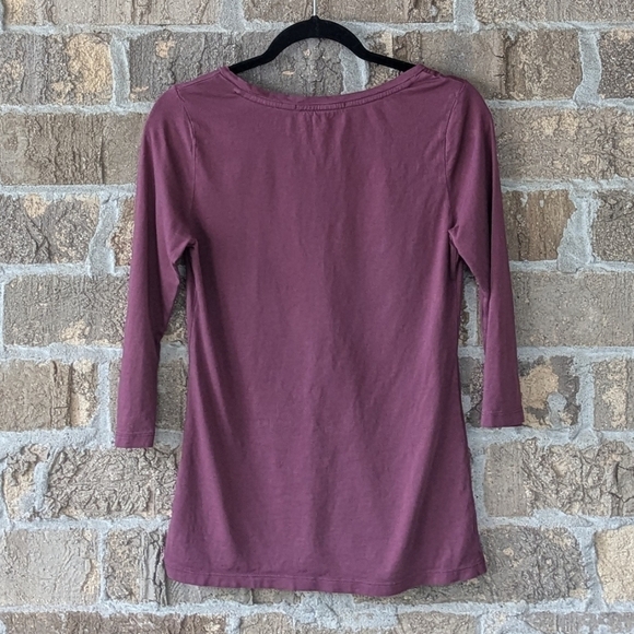 Peruvian Connection Mauve 100% Pima Cotton V Neck Top XS - Picture 4 of 6